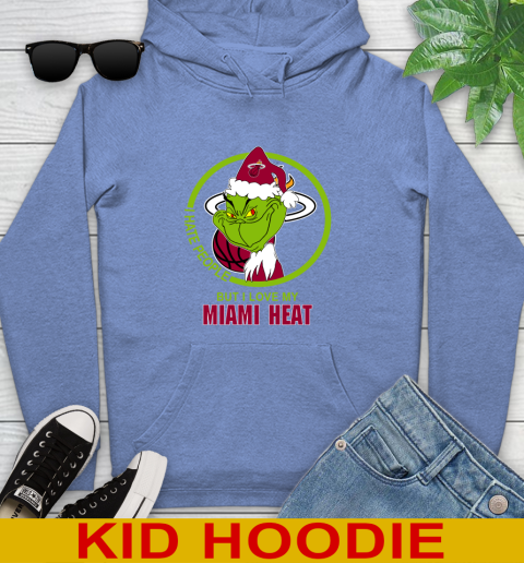 Miami Heat NBA Christmas Grinch I Hate People But I Love My Favorite Basketball Team Youth Hoodie 12