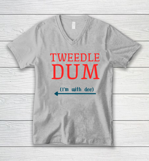 Tweedle Dum I'm With Dee Couple And Friends Funny Lazy Costume V-Neck T-Shirt 2