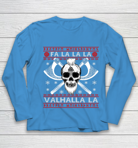 Ugly Christmas Sweater Fa La La Valhalla Viking Youth Long Sleeve 5