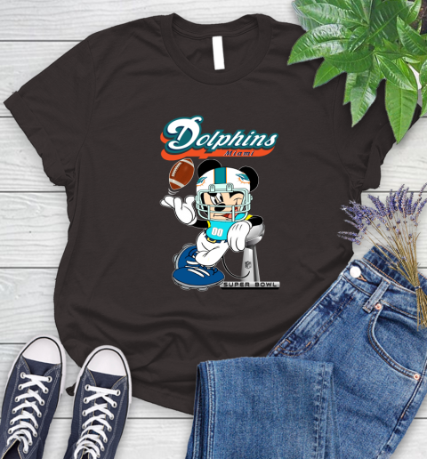 NFL Miami Dolphins Mickey Mouse Disney Super Bowl Football T Shirt Women's T-Shirt 8