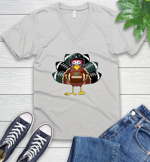 New York Jets Turkey Thanksgiving Day V-Neck T-Shirt
