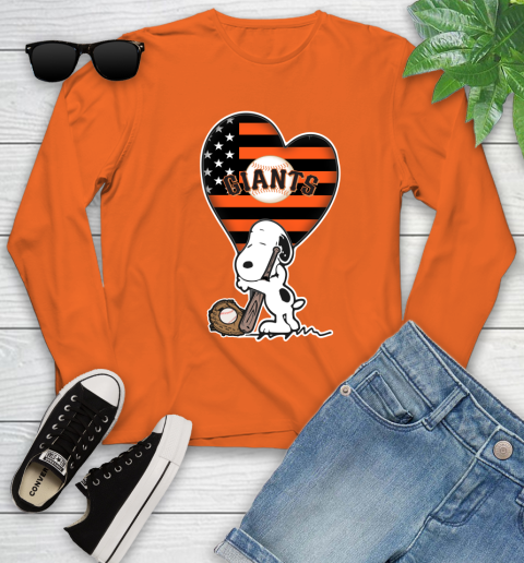 San Francisco Giants MLB Baseball The Peanuts Movie Adorable Snoopy Youth Long Sleeve 4