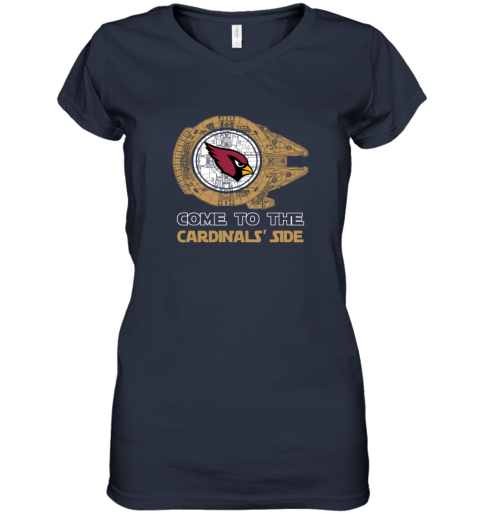 NFL Come To The Arizona Cardinals Star Wars Football Sports Women's V-Neck T-Shirt vtrt nfl come to the arizona cardinals star wars football sports women v neck t shirt 39 front navy