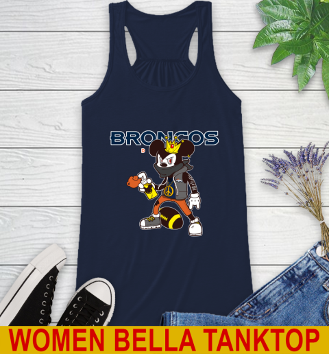 Denver Broncos NFL Football Mickey Peace Sign Sports Racerback Tank 11