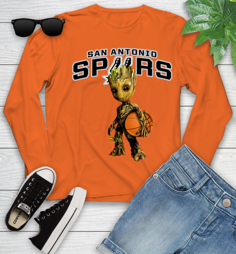 San Antonio Spurs NBA Basketball Groot Marvel Guardians Of The Galaxy Youth Long Sleeve 4