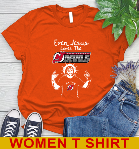 New Jersey Devils NHL Hockey Even Jesus Loves The Devils Shirt Women's T-Shirt 3