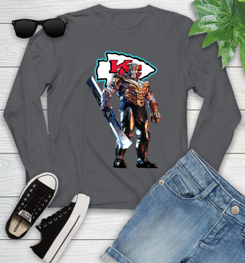 NFL Thanos Gauntlet Avengers Endgame Football Kansas City Chiefs Youth Long Sleeve 8