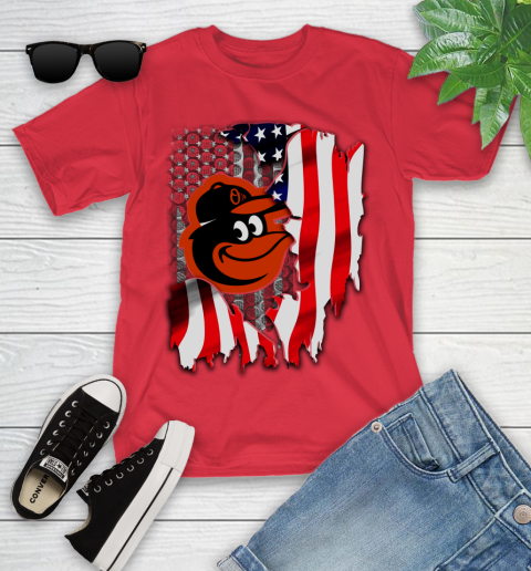 Baltimore Orioles MLB Baseball American Flag Youth T-Shirt 13
