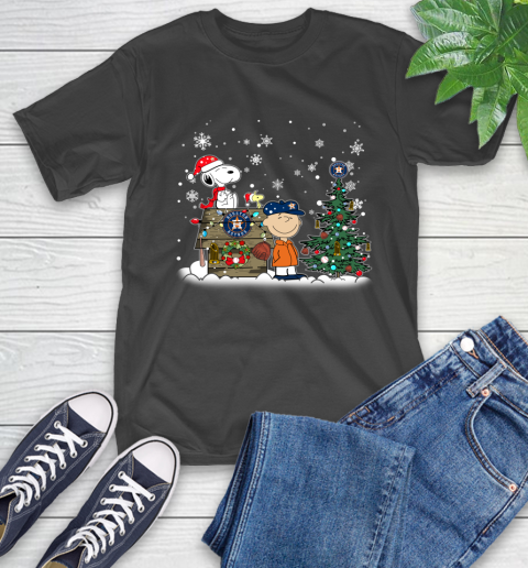 MLB Houston Astros Snoopy Charlie Brown Christmas Baseball Commissioner's Trophy T-Shirt