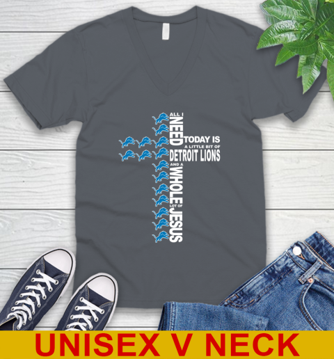 NFL All I Need Today Is A Little Bit Of Detroit Lions Cross Shirt V-Neck T-Shirt 4