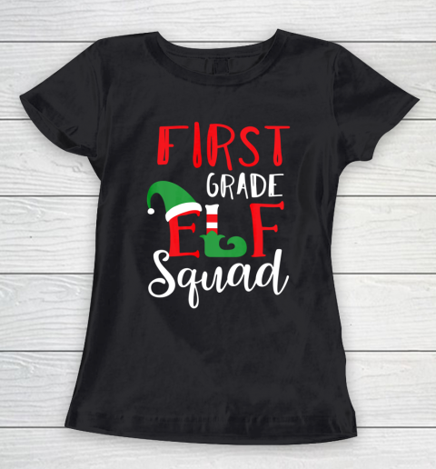 Christmas Elf Squad First Grade Teacher Top Women's T-Shirt