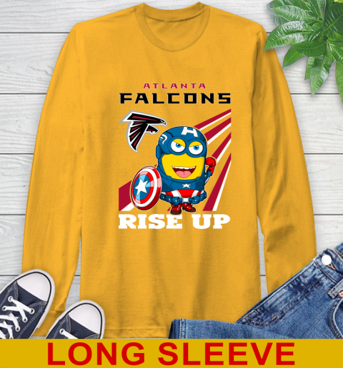 NFL Football Atlanta Falcons Captain America Marvel Avengers Minion Shirt Long Sleeve T-Shirt 2