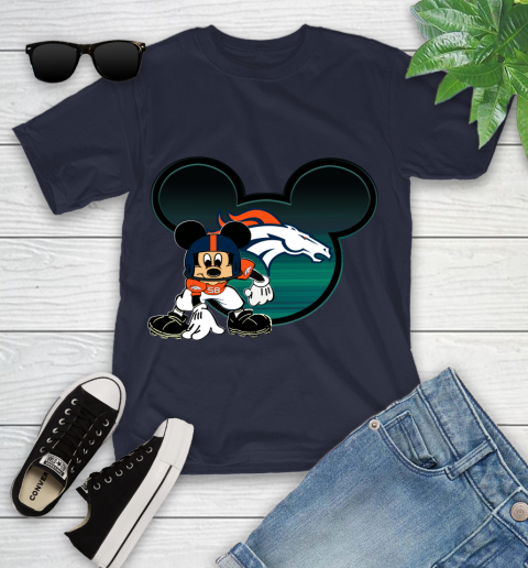 NFL Denver Broncos Mickey Mouse Disney Football T Shirt Youth T-Shirt 3