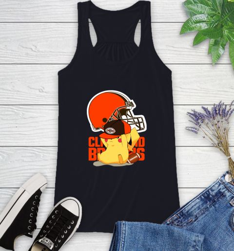 NFL Pikachu Football Sports Cleveland Browns Racerback Tank 10