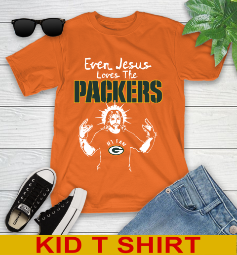 Green Bay Packers NFL Football Even Jesus Loves The Packers Shirt Youth T-Shirt 8