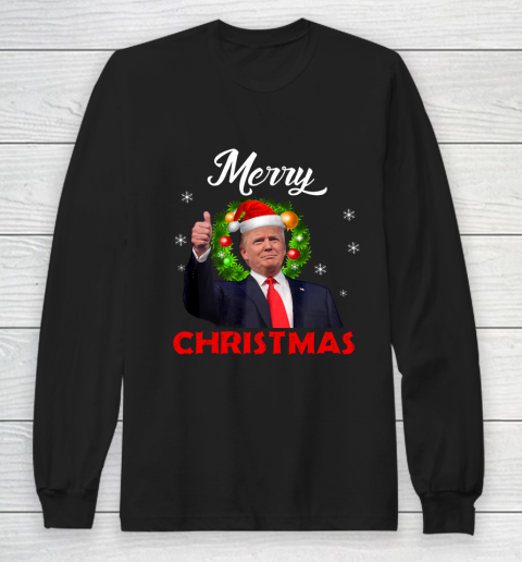Santa Trump Christmas Shirt Merry Christmas Long Sleeve T-Shirt