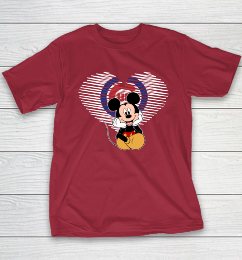 MLB Chicago Cubs The Heart Mickey Mouse Disney Baseball Youth T-Shirt 14