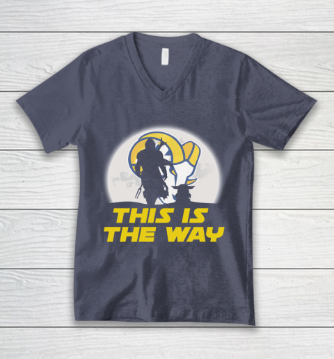 Los Angeles Rams NFL Football Star Wars Yoda And Mandalorian This Is The Way V-Neck T-Shirt 8 Los Angeles Rams NFL Football Star Wars Yoda And Mandalorian This Is The Way V-Neck T-Shirt - Image 8