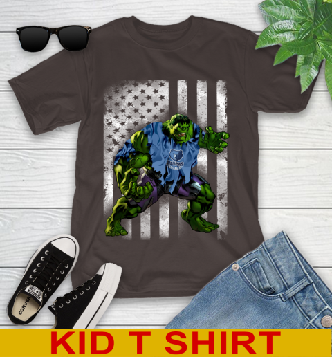Memphis Grizzlies Hulk Marvel Avengers NBA Basketball American Flag Youth T-Shirt 6