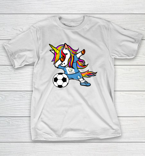 Dabbing Unicorn Guatemala Football Guatemalan Flag Soccer T-Shirt