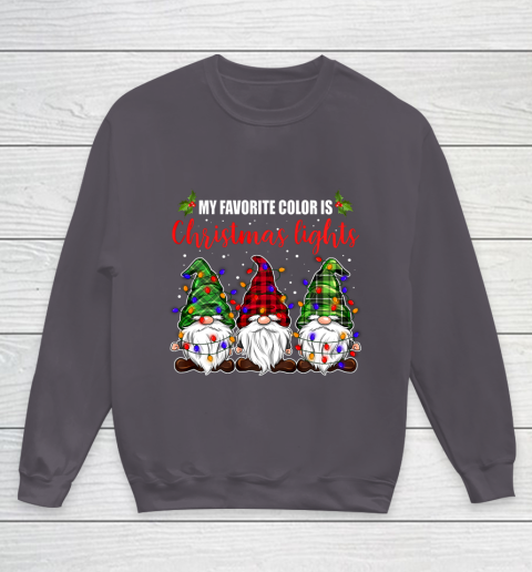 My Favorite Color Is Christmas Light Gnome Merry Christmas Youth Sweatshirt 5