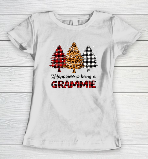 Happiness is being a Grammie Leopard plaid Christmas tree Women's T-Shirt