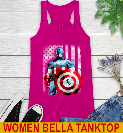 Chicago White Sox MLB Baseball Captain America Marvel Avengers American Flag Shirt Racerback Tank 6