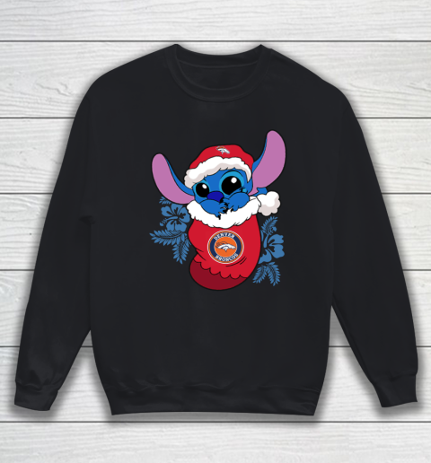 Denver Broncos Christmas Stitch In The Sock Funny Disney NFL Sweatshirt
