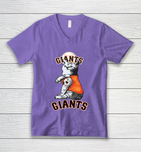 MLB Baseball My Cat Loves San Francisco Giants V-Neck T-Shirt 8
