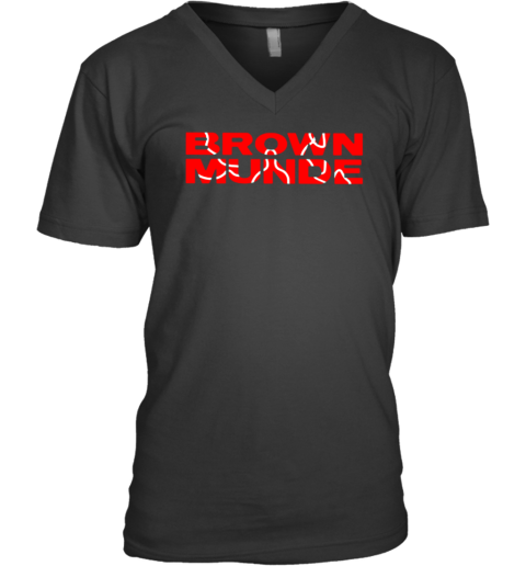 Brown Munder Ap Dhillon V-Neck T-Shirt