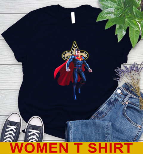 NFL Superman DC Sports Football New Orleans Saints Women's T-Shirt 3
