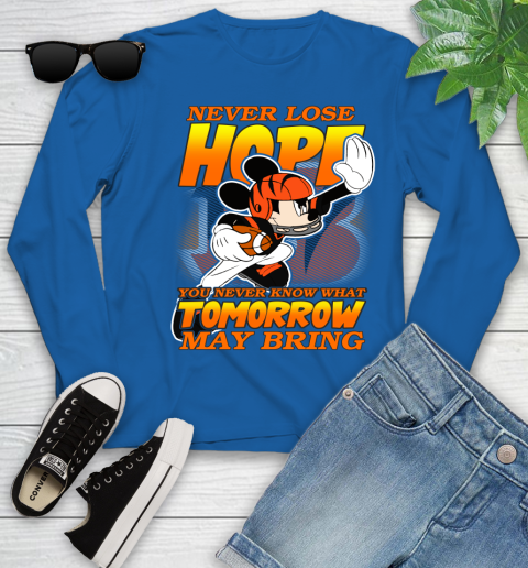 Cincinnati Bengals NFL Football Mickey Disney Never Lose Hope Youth Long Sleeve 10