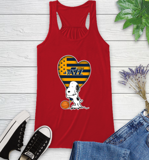 Utah Jazz NBA Basketball The Peanuts Movie Adorable Snoopy Racerback Tank 6