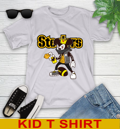 Pittsburgh Steelers NFL Football Mickey Peace Sign Sports Youth T-Shirt 5