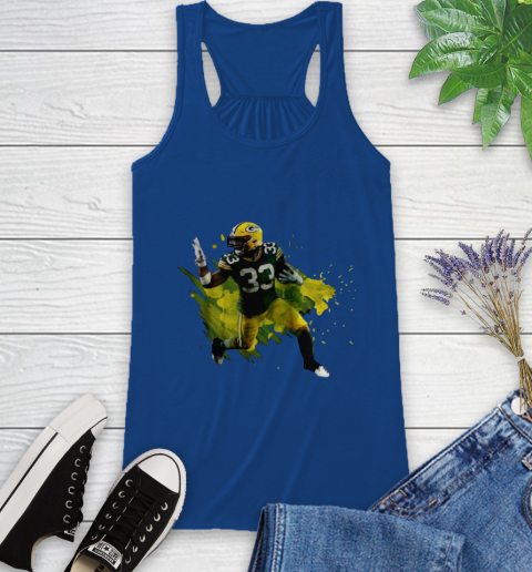 Aaron Jones Running Green Bay Packers Racerback Tank 8