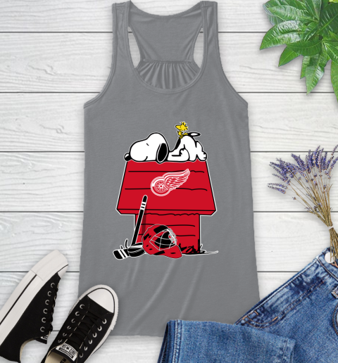 Detroit Red Wings NHL Hockey Snoopy Woodstock The Peanuts Movie Racerback Tank 5