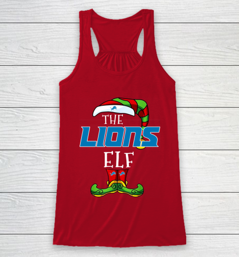 Detroit Lions Christmas ELF Funny NFL Racerback Tank 4