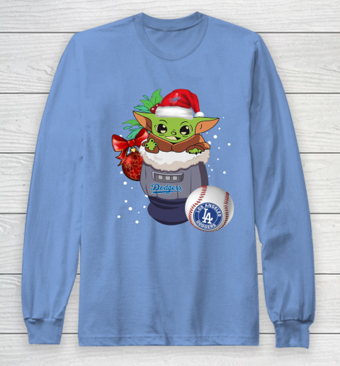 Los Angeles Dodgers Christmas Baby Yoda Star Wars Funny Happy MLB Long Sleeve T-Shirt 11