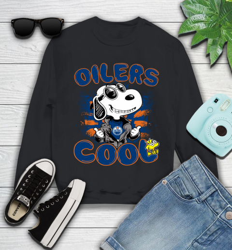 NHL Hockey Edmonton Oilers Cool Snoopy Shirt Youth Sweatshirt