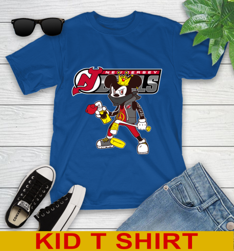 New Jersey Devils NHL Hockey Mickey Peace Sign Sports Youth T-Shirt 9