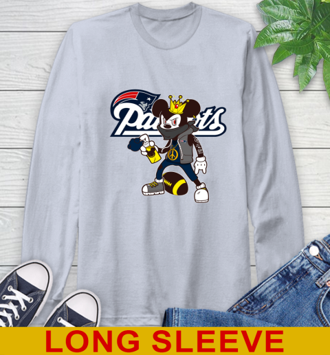 New England Patriots NFL Football Mickey Peace Sign Sports Long Sleeve T-Shirt 6