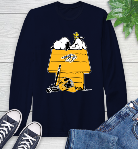 Nashville Predators NHL Hockey Snoopy Woodstock The Peanuts Movie Long Sleeve T-Shirt 4