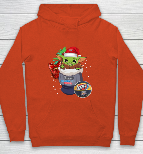 Oklahoma City Thunder Christmas Baby Yoda Star Wars Funny Happy NBA Youth Hoodie 4