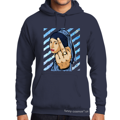 Air Jordan 1 Obsidian UNC Matching Sneaker Tshirt The girl With The Pearl Earing Middle Finger Blue and white Jordan Tshirt