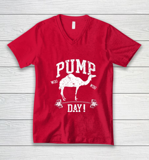 Funny Pump Day Hump Day Camel Weight Lifting Training Gym V-Neck T-Shirt - Image 7