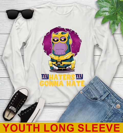 NFL Football New York Giants Haters Gonna Hate Thanos Minion Marvel Shirt Youth Long Sleeve 12