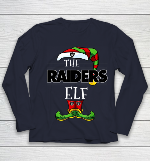 Oakland Raiders Christmas ELF Funny NFL Youth Long Sleeve 2