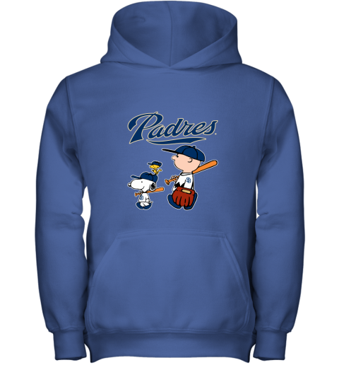 i50l san diego padres lets play baseball together snoopy mlb shirt youth hoodie 43 front royal