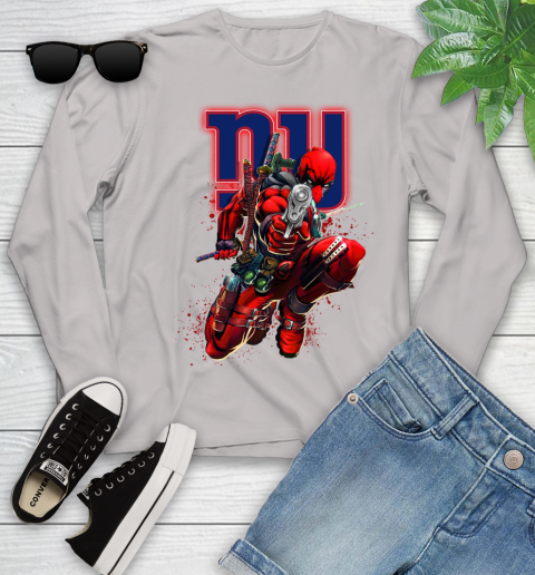 NFL Deadpool Marvel Comics Sports Football New York Giants Youth Long Sleeve 12