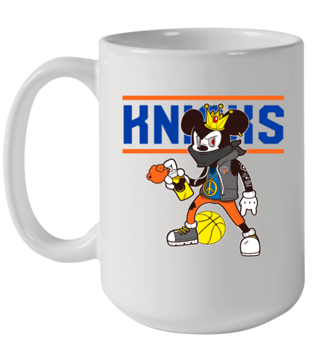 New York Knicks NBA Basketball Mickey Peace Sign Sports Ceramic Mug 15oz